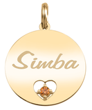 59001: Personalized Pet Birthstone Dog Tag Pendant – 1 Stone | Engravable