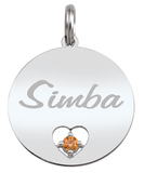 59001: Personalized Pet Birthstone Dog Tag Pendant – 1 Stone | Engravable
