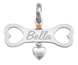 59003: Personalized Pet Birthstone Dog Bone Pendant – 1 Stone | Engravable Heart Charm