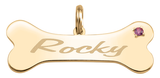59012: Personalized Pet Birthstone Dog Bone Pendant – 1 Stone | Engravable Solid Bone Charm