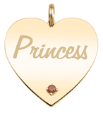 59013: Personalized Pet Birthstone Heart Pendant – 1 Stone | Engravable Large Solid Heart