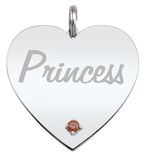 59013: Personalized Pet Birthstone Heart Pendant – 1 Stone | Engravable Large Solid Heart