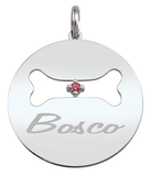59015: Personalized Pet Birthstone Round Disc Pendant – 1 Stone | Engravable Bone Cutout