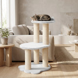 Détente – Arbre à chat à 2 niveaux – Fourrure synthétique blanche