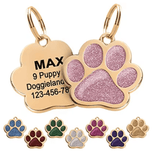 Gold Series Paw Glitter (Fixed Block Font) - 3: FancyPetTags.com