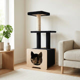 hut-hideout-deluxe-3-level-cat-tree-2409888 - FancyPetTags.com