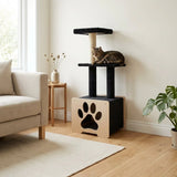 hut-hideout-deluxe-3-level-cat-tree-2916147 - FancyPetTags.com