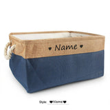 Personalised Pet Toy Basket | Custom Name Canvas Storage Basket for Dogs & Cats - 26: FancyPetTags.com