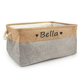Personalised Pet Toy Basket | Custom Name Canvas Storage Basket for Dogs & Cats - 14: FancyPetTags.com