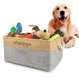 Personalised Pet Toy Basket | Custom Name Canvas Storage Basket for Dogs & Cats - 1: FancyPetTags.com