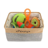 Personalised Pet Toy Basket | Custom Name Canvas Storage Basket for Dogs & Cats - 9: FancyPetTags.com