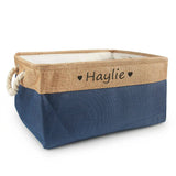 Personalised Pet Toy Basket | Custom Name Canvas Storage Basket for Dogs & Cats - 12: FancyPetTags.com
