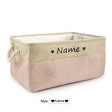 Personalised Pet Toy Basket | Custom Name Canvas Storage Basket for Dogs & Cats - 30: FancyPetTags.com