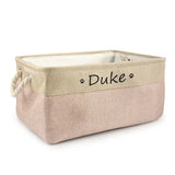 Personalised Pet Toy Basket | Custom Name Canvas Storage Basket for Dogs & Cats - 13: FancyPetTags.com