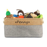 Personalised Pet Toy Basket | Custom Name Canvas Storage Basket for Dogs & Cats - 4: FancyPetTags.com