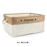 Personalised Pet Toy Basket | Custom Name Canvas Storage Basket for Dogs & Cats - 32: FancyPetTags.com
