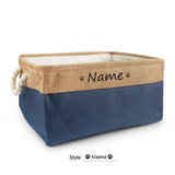 Personalised Pet Toy Basket | Custom Name Canvas Storage Basket for Dogs & Cats - 25: FancyPetTags.com
