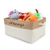 Personalised Pet Toy Basket | Custom Name Canvas Storage Basket for Dogs & Cats - 6: FancyPetTags.com