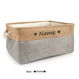 Personalised Pet Toy Basket | Custom Name Canvas Storage Basket for Dogs & Cats - 35: FancyPetTags.com