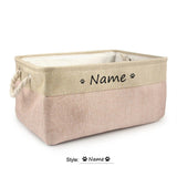 Personalised Pet Toy Basket | Custom Name Canvas Storage Basket for Dogs & Cats - 29: FancyPetTags.com