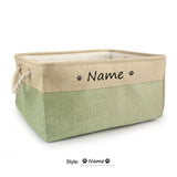 Personalised Pet Toy Basket | Custom Name Canvas Storage Basket for Dogs & Cats - 22: FancyPetTags.com