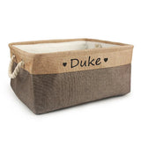 Personalised Pet Toy Basket | Custom Name Canvas Storage Basket for Dogs & Cats - 11: FancyPetTags.com