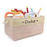 Personalised Pet Toy Basket | Custom Name Canvas Storage Basket for Dogs & Cats - 3: FancyPetTags.com