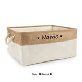 Personalised Pet Toy Basket | Custom Name Canvas Storage Basket for Dogs & Cats - 31: FancyPetTags.com