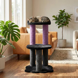 relaxation-2-level-cat-tree-black-faux-fur-4835686 - FancyPetTags.com