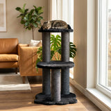 relaxation-2-level-cat-tree-black-faux-fur-8903482 - FancyPetTags.com