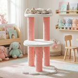 relaxation-2-level-cat-tree-white-faux-fur-6328475 - FancyPetTags.com