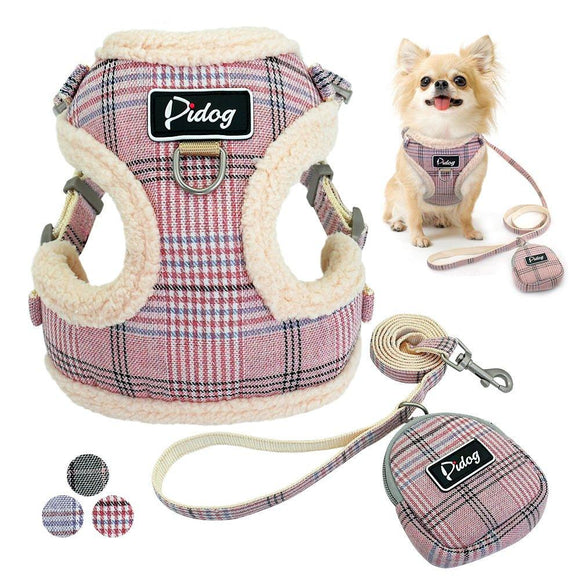 Didog Plaid Series Front Clip No Pull Harness Leash Combo - 1: FancyPetTags.com