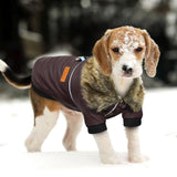 Faux Fur Collar Leather Pet Jacket Harness - 5: www.FancyPetTags.com