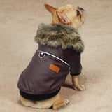 Faux Fur Collar Leather Pet Jacket Harness - 4: www.FancyPetTags.com