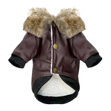 Faux Fur Collar Leather Pet Jacket Harness - 13: www.FancyPetTags.com