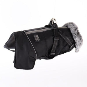 Furry Thick Fleece Winter Dog Jacket with Removable Back Clip Harness - 1: FancyPetTags.com