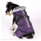 Furry Thick Fleece Winter Dog Jacket with Removable Back Clip Harness - 7: FancyPetTags.com