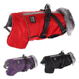 Furry Thick Fleece Winter Dog Jacket with Removable Back Clip Harness - 11: FancyPetTags.com