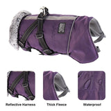 Furry Thick Fleece Winter Dog Jacket with Removable Back Clip Harness - 8: FancyPetTags.com