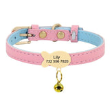 Premium Small Personalized Leather Collar with Bell - 11: FancyPetTags.com