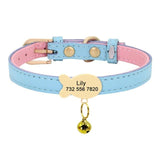 Premium Small Personalized Leather Collar with Bell - 15: FancyPetTags.com