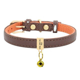 Premium Small Personalized Leather Collar with Bell - 18: FancyPetTags.com