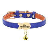 Premium Small Personalized Leather Collar with Bell - 16: FancyPetTags.com