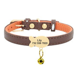 Premium Small Personalized Leather Collar with Bell - 12: FancyPetTags.com