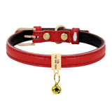 Premium Small Personalized Leather Collar with Bell - 20: FancyPetTags.com