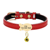 Premium Small Personalized Leather Collar with Bell - 14: FancyPetTags.com
