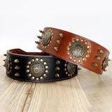 Spiked Studded Big Dog Genuine Leather Collar - 3: FancyPetTags.com