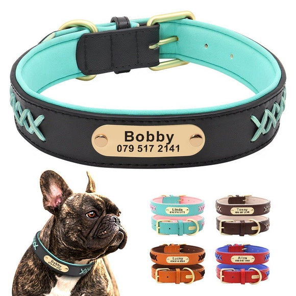 Trendy Leather X Name Tag Collar - 1: FancyPetTags.com